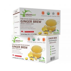 Pure Ginger Brew in a white package