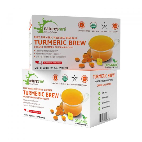 Pure Ceylon Turmeric Brew in a white package