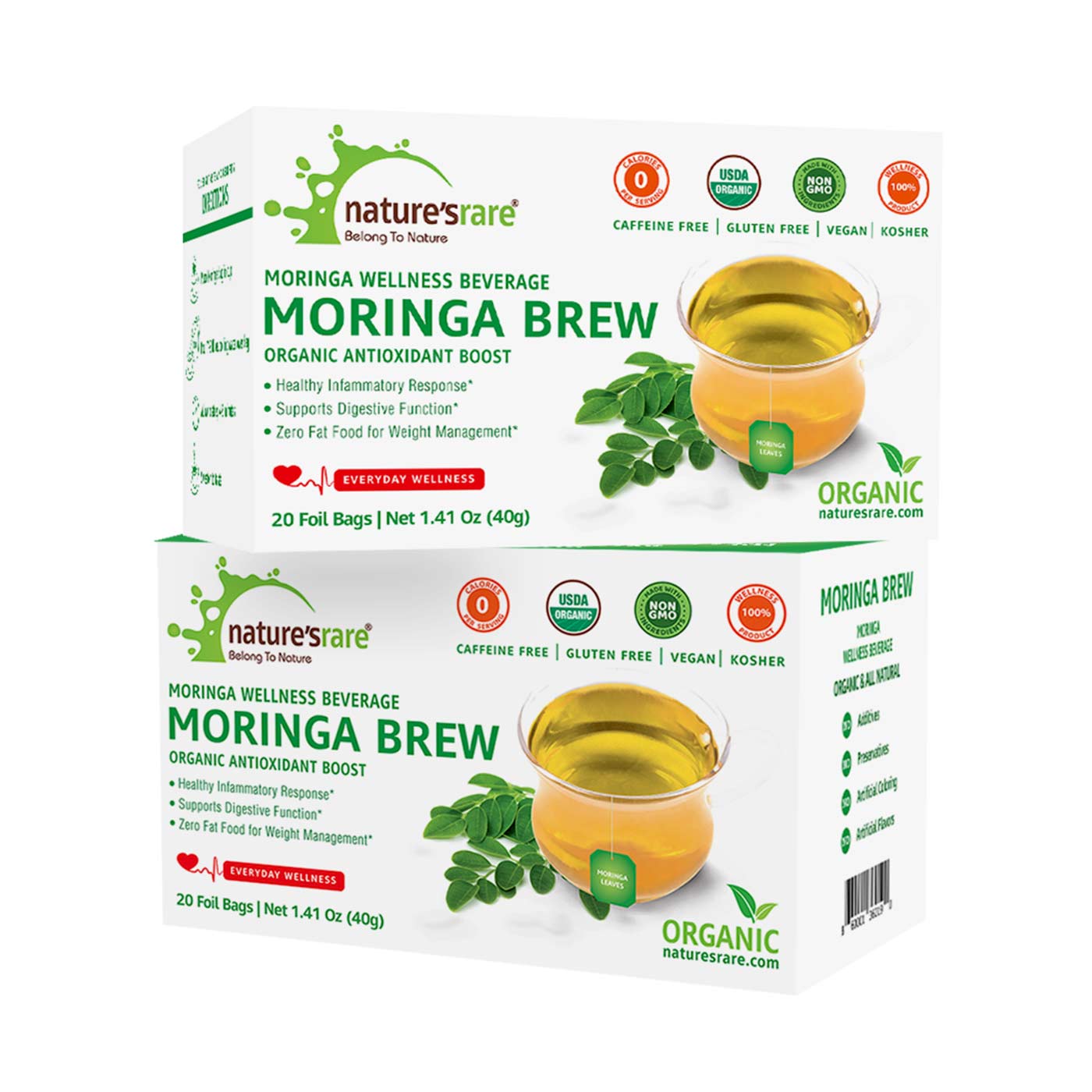 Pure Moringa Brew in a white package